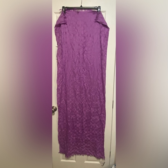 COACH Signature C Logo Rectangle Large Scarf Wrap Wool/Silk Purple New - Picture 6 of 9